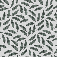 Fototapeta premium seamless feather pattern in gray and pale green