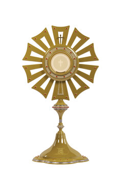 Jesus Christ in the monstrance present in the Sacrament of the Eucharist - 3D illustration