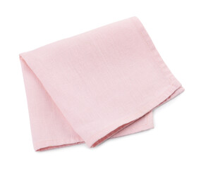 Fabric napkin for table setting on white background, top view