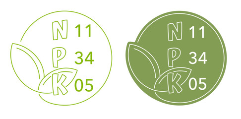 Nitrogen, phosporous, potassium in gardening icons