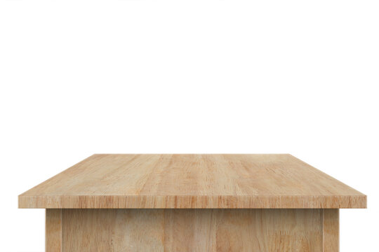 wooden table isolated on white