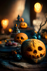 halloween with pumpkins generative ai