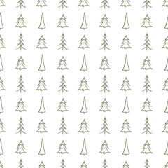 Obraz premium Seamless christmas tree pattern. christmas tree ornament. Doodle illustration with christmas tree