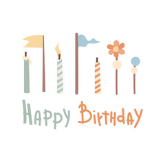 cute birthday illustration, congrats card