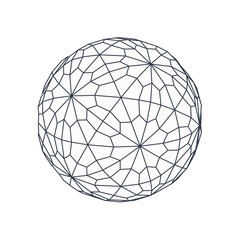 Wireframe sphere isolated. Futuristic tech globe.
