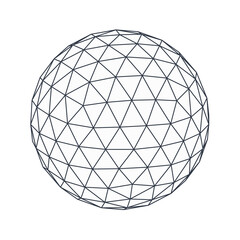 Wireframe sphere isolated. Futuristic tech globe.