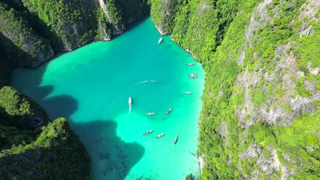 Drone Footage at Pileh Lagoon in Phi Phi Leh