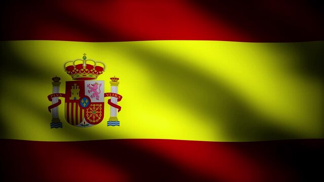 the flag of spain blowing in the wind as a realistic background	
