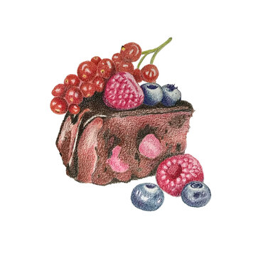 colored pencil mixed berry chocolate cake