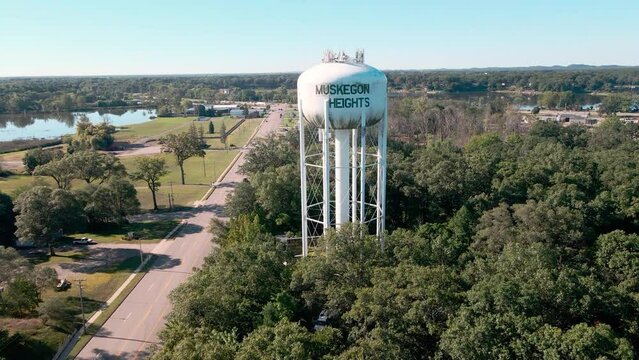 A view of the Water Tower on Getty Street in Muskegon Heights.
