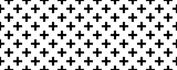 black white plus seamless pattern vector - obrazy, fototapety, plakaty