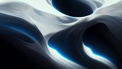 Abstract blue and white waves background. Subtle gradinets, flow liquid lines. Cinema 4d. Design element. 