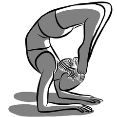 Yoga workout concept,Healthy lifestyle.Line drawing,Woman exercise in yoga posture on over white background.Creative with illustration in flat design.