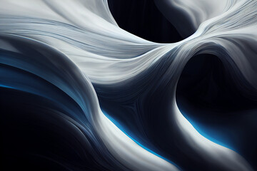 Abstract blue and white waves background. Subtle gradinets, flow liquid lines. Cinema 4d. Design element. 