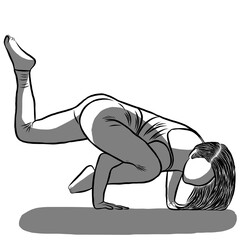Yoga workout concept,Healthy lifestyle.Line drawing,Woman exercise in yoga posture