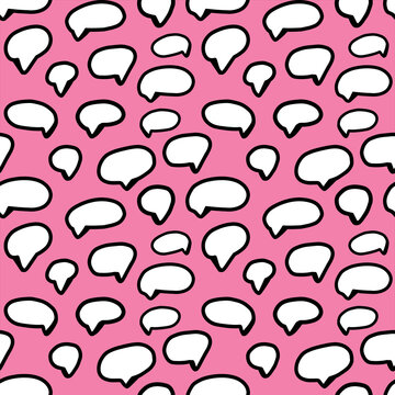 Speech Bubble Hand Drawn Seamless Pattern In Cartoon Doodle Style