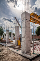 Columns and horizontal formwork in industrial construction