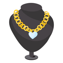 A well-designed flat sticker icon of gold necklace 
