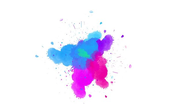 Ink brush stroke transition. Ink splash. Abstract ink brush blot, splat, fluid art, overlay, alpha matte composition, spreading brush stroke.  Watercolor Ink splatter effect animation.