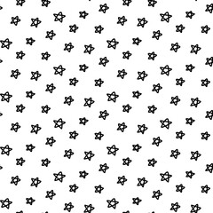 Stars hand drawn seamless pattern in cartoon doodle style abstract form