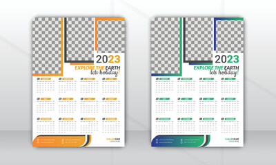 2023 Modern wall calendar design template.
