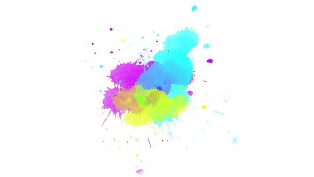 Ink brush stroke transition. Ink splash. Abstract ink brush blot, splat, fluid art, overlay, alpha matte composition, spreading brush stroke.  Watercolor Ink splatter effect animation.