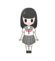夏服のセーラー服を着た女の子※背景透過