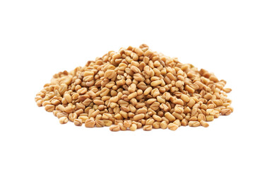 a pile of fenugreek seed isolated on white background. fenugreek isolated                                       