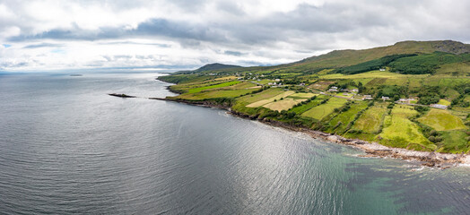 Aerial view of the beautiful Donegal coast by Largy at the secret waterfall - Ireland