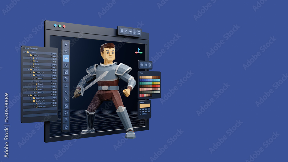 Poster game design development create characters animate pose 3d graphics artwork.video game designer devel
