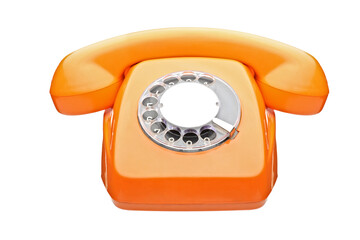 Old fashioned orange telephone