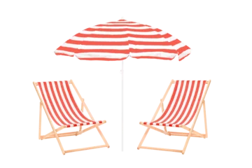 Fotobehang Two beach sun loungers and an umbrella © Ljupco Smokovski
