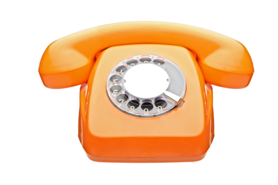 Old fashioned orange telephone