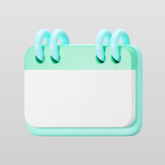 3d blue calendar icon on gray background. Render of daily birthday schedule planner, valentine's or wedding day. Calendar events plan, work planning concept. 3d cartoon simple vector illustration