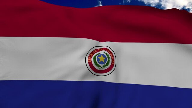 Paraguay flag, flag fluttering like in the wind