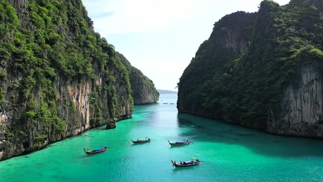 Drone Footage at Pileh Lagoon in Phi Phi Leh