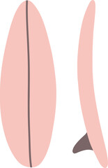 Vector illustration of a pink surfboard in doodle style. Hand drawn. Staff for water sports. Hawaii.