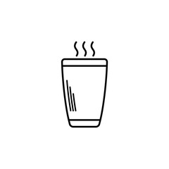 tumbler or glassware icon with hot water on white background. simple, line, silhouette and clean style. black and white. suitable for symbol, sign, icon or logo