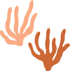 Vector illustration of sea corals in doodle style. Abstract image. Schematic drawing of marine life. Ocean. Nature. Hand drawn.