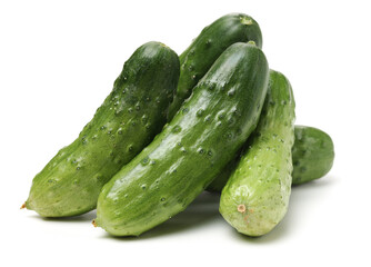 Green cucumber on the white background