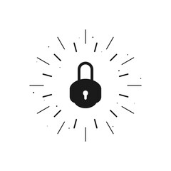 Fototapeta Shining vintage lock with key hole icon. Mystery, clue and magic symbol. Help, hint, tint and secret concept. Retro Padlock isolated on white. Pass word. Case. Unlock treasure obraz