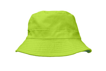 green bucket hat isolated on white - obrazy, fototapety, plakaty