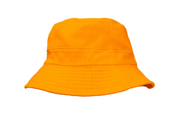 orange bucket hat isolated on white - obrazy, fototapety, plakaty