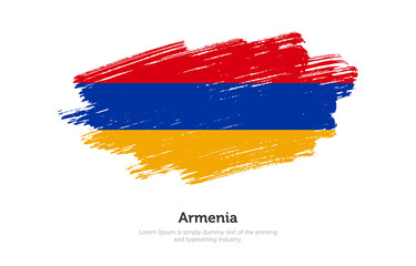 Modern brushed patriotic flag of Armenia country with plain solid background