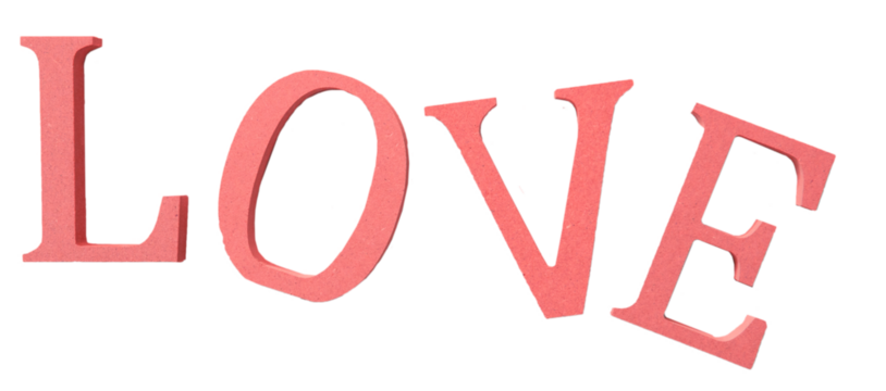 the word love in shocking pink, valentine or marriage concept png