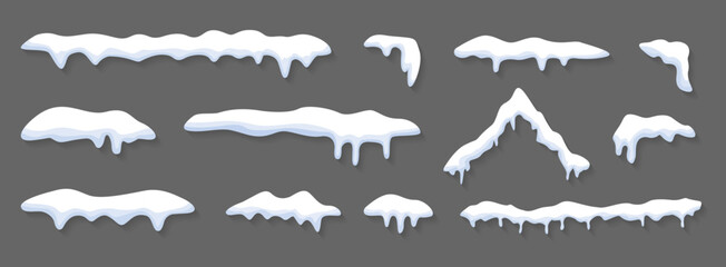 Snow caps, snowballs and snowdrifts set template © 4zevar