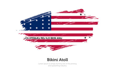 Modern brushed patriotic flag of Bikini Atoll country with plain solid background