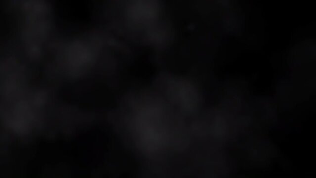 Abstract loop white smoke cloud flow from left to right on black background. Smoke or Haze background in slow motion. White smoke slowly floating through space against black background. Atmospheric sm