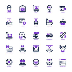 Logistic Delivery icon pack for your website, mobile, presentation, and logo design. Logistic Delivery icon mix line and solid design. Vector graphics illustration and editable stroke.