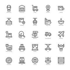 Logistic Delivery icon pack for your website, mobile, presentation, and logo design. Logistic Delivery icon outline design. Vector graphics illustration and editable stroke.